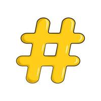 amarelo hashtag símbolo. desenho animado vetor