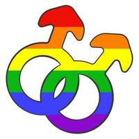 lgbt símbolo dentro a cores do a arco Iris bandeira. desenho animado vetor
