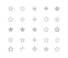 Estrela esboço ícone vetor conjunto