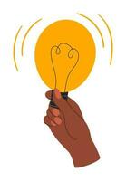 criativo idéia conceito mão segurando luz lâmpada vetor ilustração