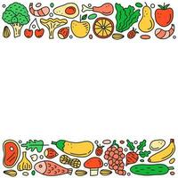 poster com rabisco colori paleo alimentos. vetor