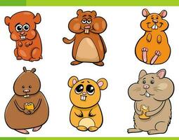 engraçado desenho animado hamsters roedores animal personagens conjunto vetor
