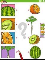 Combine desenho animado fruta e legumes e recortes educacional jogos vetor