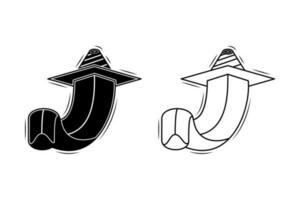 Preto e branco abstrato espada língua ilustração. silhueta e linha estilo. usar para logotipo, camiseta, impressão e símbolo vetor