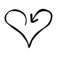 coração seta ícone rabisco elemento Preto branco vetor