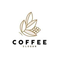 design de logotipo de bebida de feijão de café em ilustração vetorial de cor marrom vetor