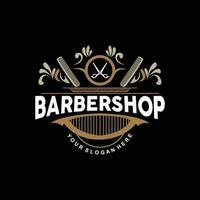 barbearia logotipo, tesouras vetor, retro vintage minimalista tipografia enfeite Projeto vetor