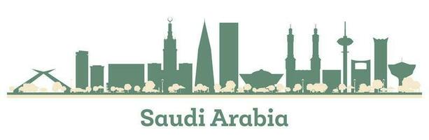 abstrato saudita arábia cidade Horizonte com cor edifícios. vetor