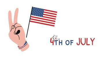 4º Julho fundo mão com americano bandeira vetor ilustração