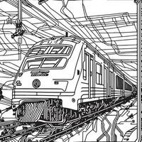 vetor linha arte trem dentro movimento. trem linha desenhando grampo arte.