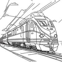 vetor linha arte trem dentro movimento. trem linha desenhando grampo arte.