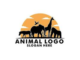 animal conservação logotipo Projeto. animais selvagens safári logotipo vetor modelo