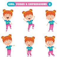 poses e expressões de uma garota engraçada vetor