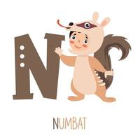 personagem em fantasia de animal mostrando a letra do alfabeto vetor