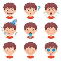 conjunto de diferentes expressões de crianças vetor