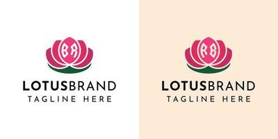 carta br e rb lótus logotipo definir, adequado para qualquer o negócio relacionado para lótus flores com br ou rb iniciais. vetor