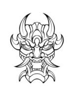 vetor de ilustração de tatuagem tribal de máscara oni