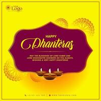 feliz dhanteras decorativo festival desejando cartão vetor