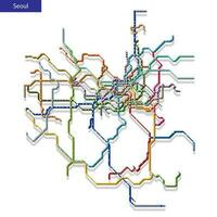 3d isométrico mapa do a Seul metro metrô. vetor