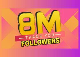 obrigado você 7m seguidores bandeira, obrigado seguidores parabéns cartão, vetor ilustração, publicar, texto, vetor, miniatura, gradiente fundo, assinantes, blog, seguir, gostar