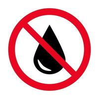 não à prova d'água Atenção sinal, água solta proibido vetor ícone símbolo. proibido placa isolado em branco background.illustration