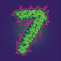 número 7 monograma carta com cannabis textura logotipo ilustrações vetor ilustrações para seu trabalhos logotipo, mercadoria camiseta, adesivos e rótulo desenhos, poster, cumprimento cartões publicidade o negócio