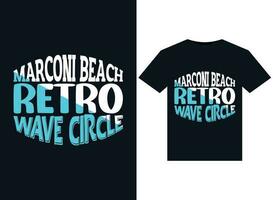 Marconi de praia retro onda círculo ilustrações para pronto para impressão Camisetas Projeto vetor