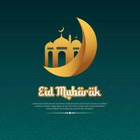 eid Mubarak celebração com crescente lua vetor