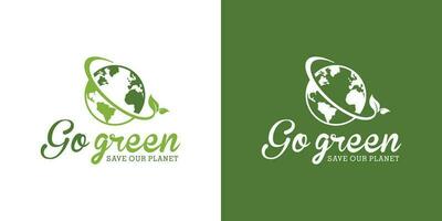ir verde Salve  nosso planeta dentro a branco e verde fundo. Prêmio vetor