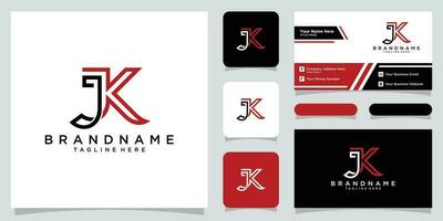 alfabeto cartas iniciais monograma logotipo jk ou kj com o negócio cartão Projeto Prêmio vetor