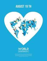 Projeto para mundo humanitário dia, Paz dia, mundo coração dia, mundo dia, mundo bondade dia, mundo saúde dia, etc. vetor