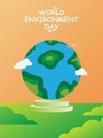 poster Projeto para comemorar mundo meio Ambiente dia vetor