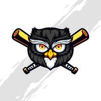 cinzento coruja com beisebol morcegos mascote vetor