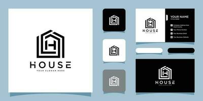 casa logotipo com linha arte estilo, casa Construir para logotipo e o negócio cartão Projeto Prêmio vetor
