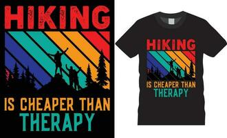 caminhada tipografia camiseta Projeto vetor impressão template.hiking é mais barato que terapia
