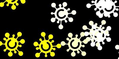 padrão de vetor amarelo escuro com elementos de coronavírus
