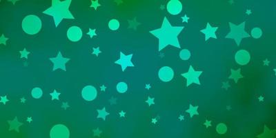 fundo verde claro com estrelas de círculos ilustração abstrata com manchas coloridas padrão de estrelas para o design de papéis de parede de tecido vetor