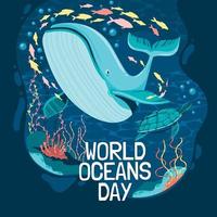 conceito de pôster do dia mundial dos oceanos vetor