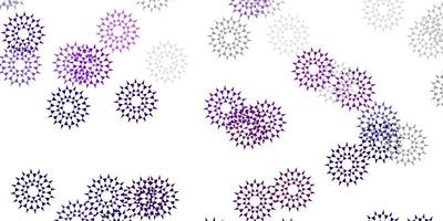 fundo de doodle de vetor roxo claro com flores