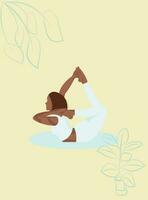 a mulher é meditando. uma jovem menina é fazendo ioga. plano estilo ilustração para ioga Centro, fitness, Esportes clube ou rede bandeira ou poster. lótus posição vetor ilustração