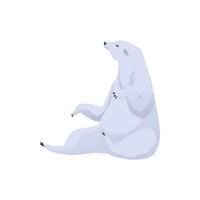 polar branco Urso sentado dentro engraçado pose, vetor ilustração isolado em branco.