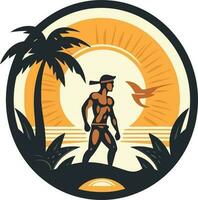 tropical havaiano Garoto logotipo vetor