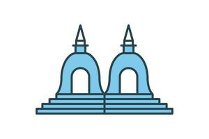 hindu têmpora ícone. ícone relacionado para religião, prédio. plano linha ícone estilo Projeto. simples vetor Projeto editável