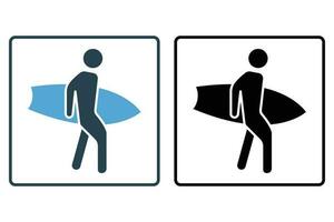 surfar ícone. surfista placa. ícone relacionado para água esporte, verão. sólido ícone estilo Projeto. simples vetor Projeto editável