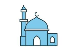 mesquita ícone. ícone relacionado para religião, prédio. plano linha ícone estilo Projeto. simples vetor Projeto editável