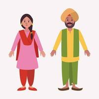 vetor ilustração do indiano punjabi casal personagem