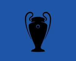 campeões liga troféu Preto símbolo logotipo abstrato Projeto vetor ilustração com azul fundo