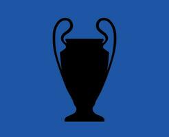 campeões liga troféu símbolo Preto logotipo abstrato Projeto vetor ilustração com azul fundo