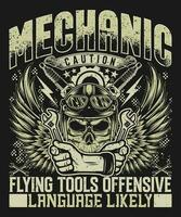 t shirt design mecânico cautela ferramentas de vôo e linguagem ofensiva provável vetor