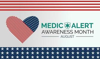 médico alerta consciência mês agosto . celebração dentro Unidos estados. poster, cumprimento cartão, bandeira e fundo Projeto. vetor